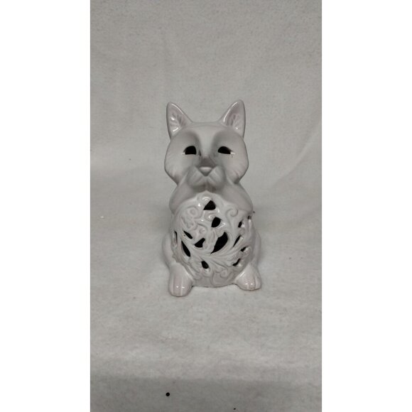 Ceramic Cat Candle Holder, Decorative Cutout Accent, Home Decor, Gray - Picture 11 of 11